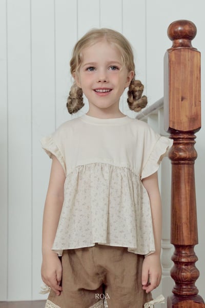 ROA20｜(6m-18m) 2色荷葉袖碎花上衣1