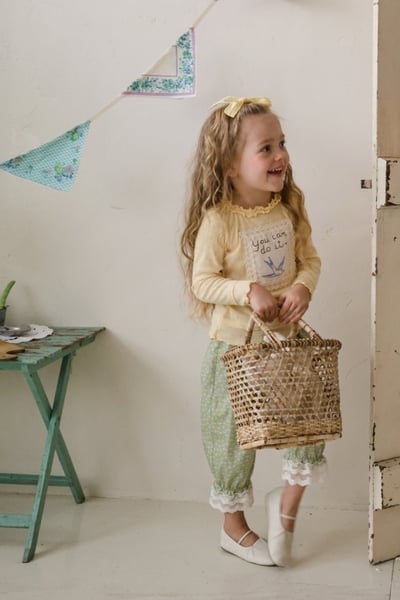 FLO35｜(75-140) 3色法式花布木耳邊上衣17