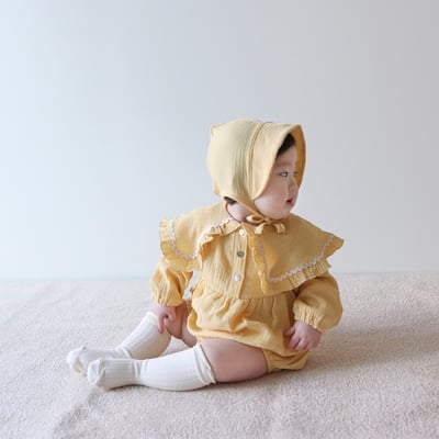 LEMONADE14｜(55cm-85cm) 2色波浪邊大翻領包屁衣含帽子15