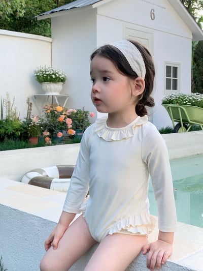 JE30｜(73-130cm) 蕾絲花邊防曬50+泳衣-長袖2