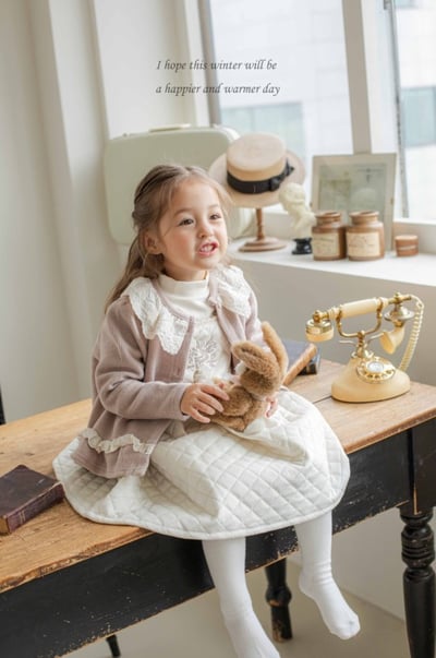 M-KIDS23｜(65-115cm) 2色絎縫蕾絲滾邊洋裝14