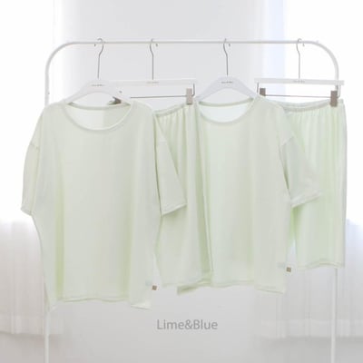 LIME&BLUE30｜(55-118cm MOM-DAD)  透氣素色親子套裝13