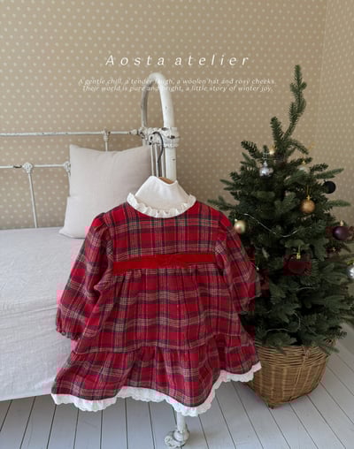 AOSTA32｜(6m-5y) 格紋蕾絲洋裝7