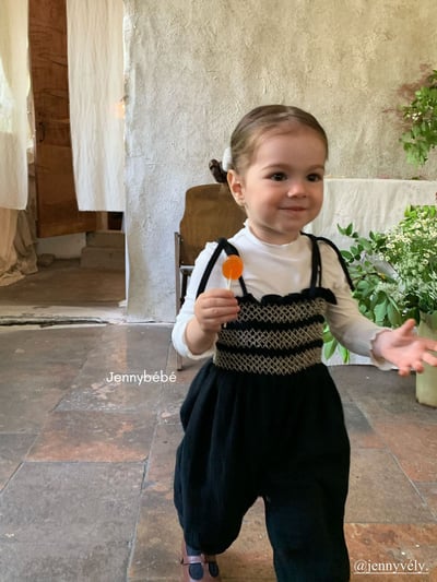 JE581｜(73-100cm) 抓皺綁帶連身褲/素面捲邊上衣8