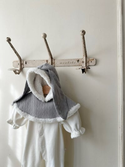 MONBEBE51｜(3m~36m) 刷毛小兔連帽斗篷4