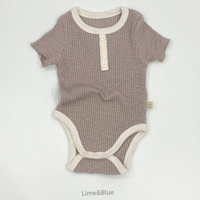 LIME&BLUE04｜(55-80cm)  素色鈕釦包屁衣19