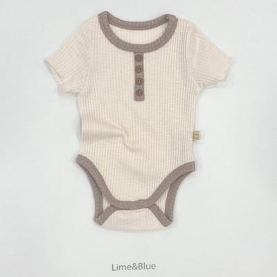 LIME&BLUE04｜(55-80cm)  素色鈕釦包屁衣3