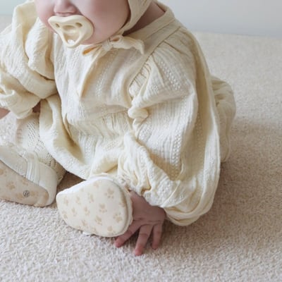 LEMONADE07｜(55cm-85cm) 1色花紋娃娃袖包屁衣含帽子5