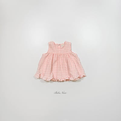 bebe nine14  (65cm-115cm) 3色格子摺邊雪紡衫7