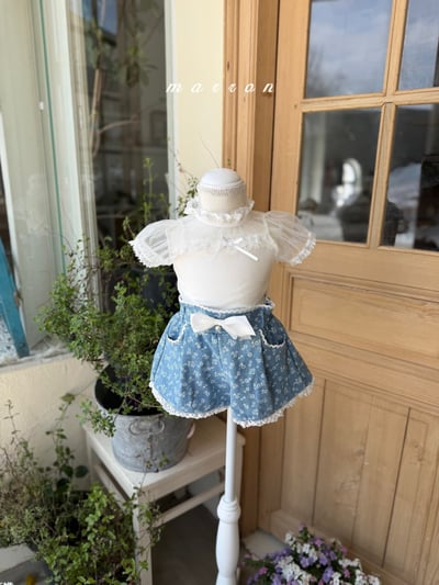 Marron17｜(1y-6y) 牛仔碎花蕾絲褲2