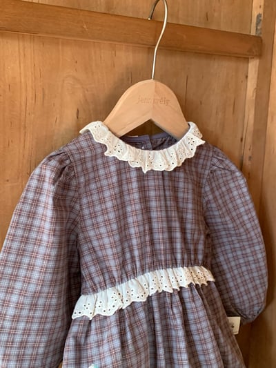 JE618｜(73cm-100cm) 格紋蕾絲綁帶包屁衣10