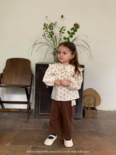 JE576｜(73-100cm) 花邊翻領碎花襯衫/棉紗花邊束口褲16