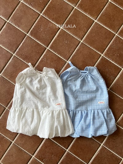 thelala66｜ (70-115) 壓紋無袖綁帶氣球洋裝4