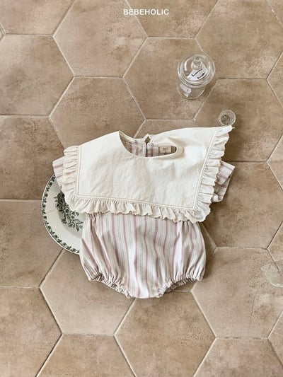 Bebe holic20｜(3m-18m) 翻領條紋連身服6