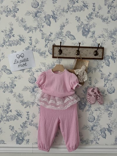 LePetitmot09｜(80-125cm) 蕾絲泡泡袖套裝6