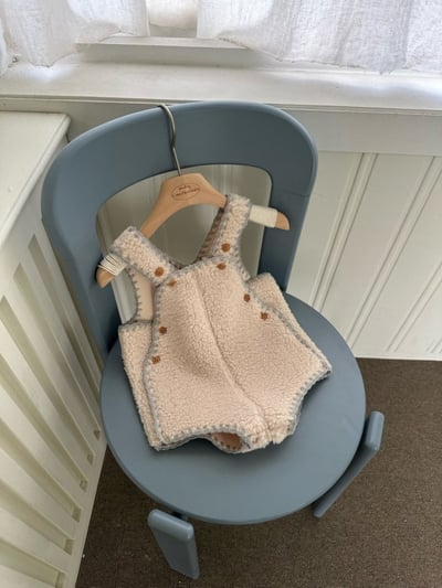 MONBEBE23｜(6m-4y) 滾邊刷毛吊帶褲4