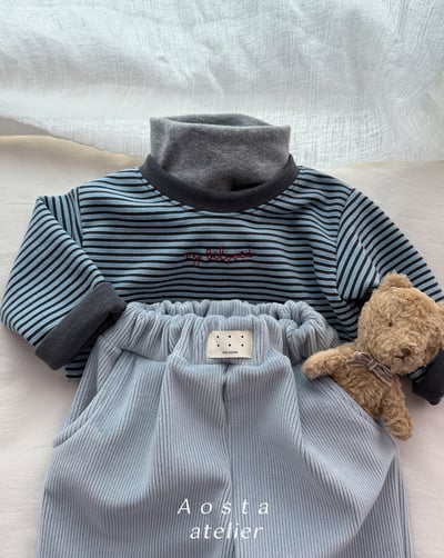 AOSTA55｜(6m-5y) 細條紋刷毛上衣16