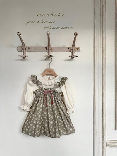 MONBEBE04｜(1y-6y) 春日碎花荷葉洋裝1