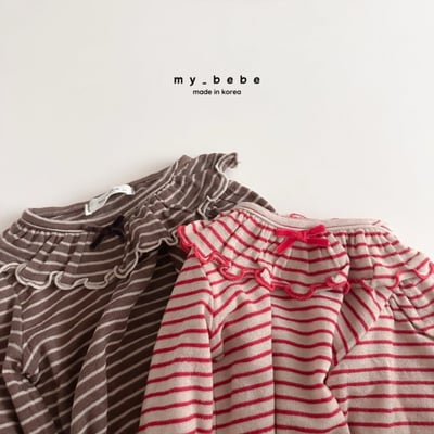 my_bebe11｜(-12m-7y) 荷葉領條紋上衣8
