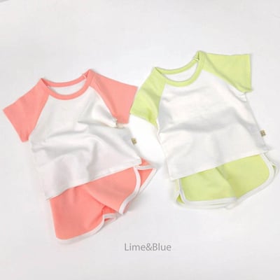 LIME&BLUE22｜(80-118cm)  插肩撞色運動套裝7