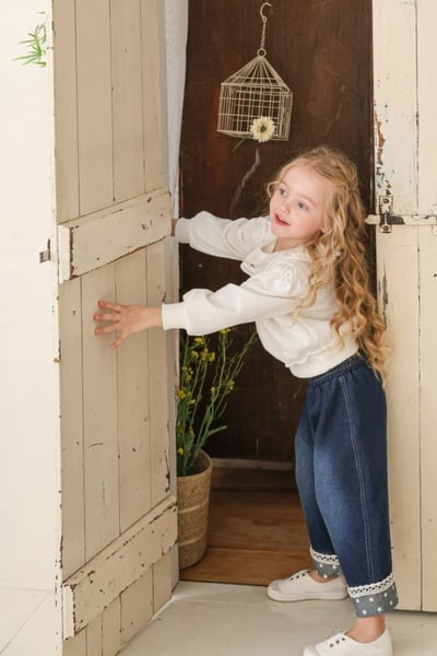 FLO29｜(75-140) 2色荷葉花瓣領縮口上衣16