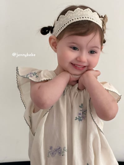 JE708｜(66-90cm) 刺繡花卉滾邊包屁衣9