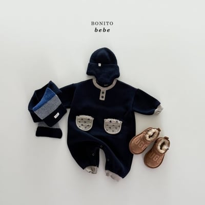 Bonito57｜(3m-18cm) 撞色口袋連身衣11