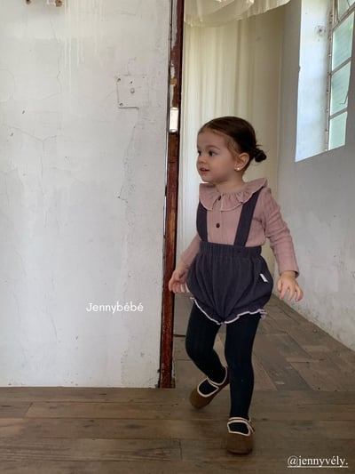 JE564｜(73-100cm) 荷葉領開襟外套/坑條滾邊吊帶褲14