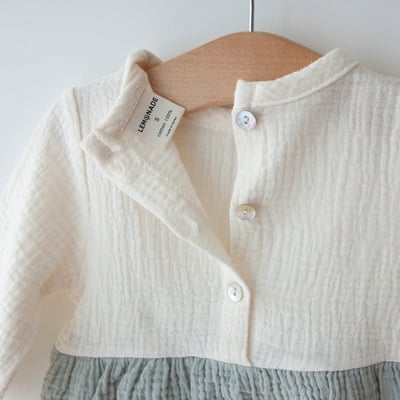 LEMONADE26｜(55cm-85cm) 2色撞色拼接包屁衣含帽子圍兜10