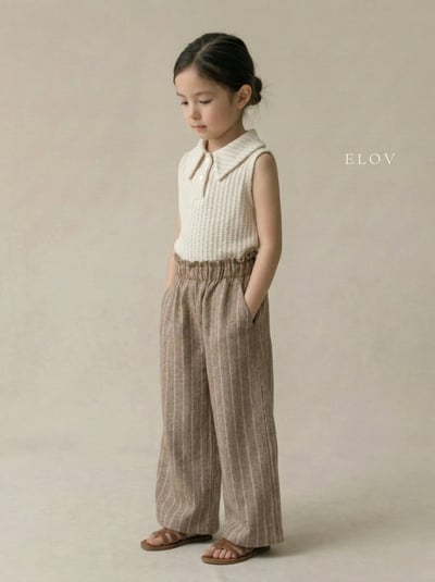 Mon petit12｜(73-118cm) 2色亞麻條紋寬褲10