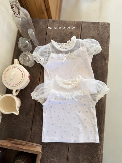 Marron30｜(1y-6y) 優雅緞帶蕾絲上衣4