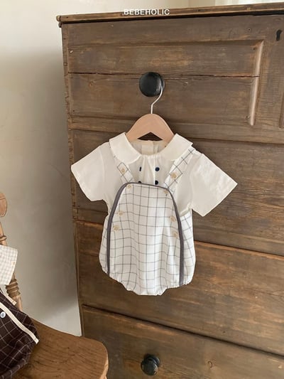 Bebe holic13｜(3m-18m) 曲奇格背帶褲11