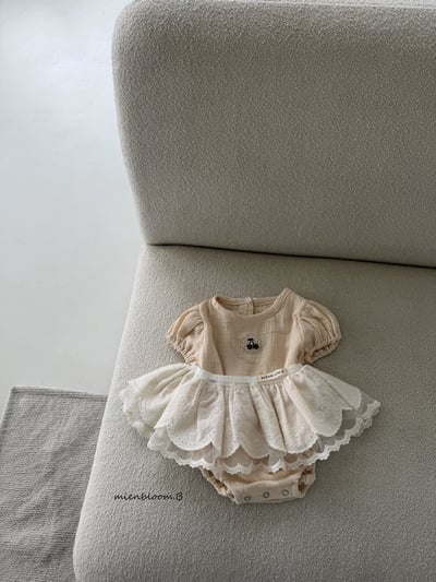 Bloom.b01｜(0m-18m) 櫻桃棉麻包屁衣3