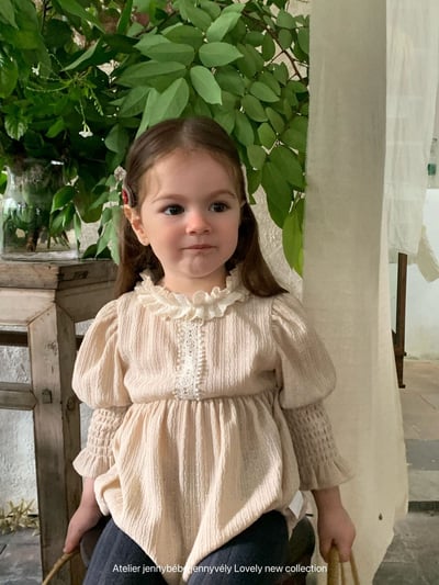 JE585｜(66-90cm) 蕾絲花邊領泡泡袖包屁衣20