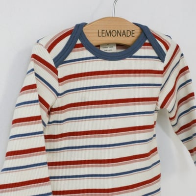 LEMONADE33｜(55cm-85cm) 2色雙條紋包屁衣含帽子8