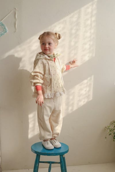 FLO13｜(75-140) 2色蕾絲滾邊休閒縮口褲20