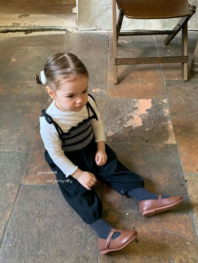 JE581｜(73-100cm) 抓皺綁帶連身褲/素面捲邊上衣13