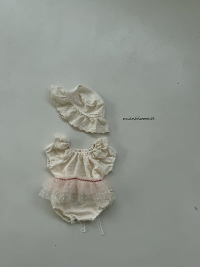 Bloom.b50｜(0m-18m) 紅滾邊波點薄紗圍裙2