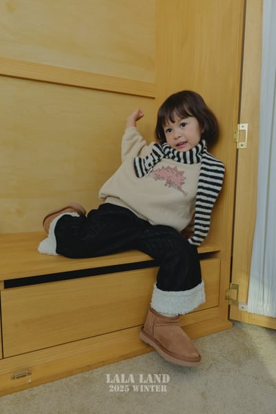 lala land75｜(75cm-120cm) 2色反摺刷毛直筒牛仔褲5