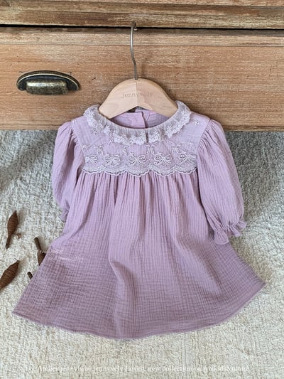 JE563｜(66-120cm) 蕾絲花邊領包屁衣/洋裝9