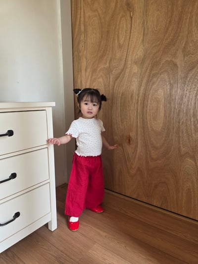 Color10｜(75-115cm) 愛心口袋直筒褲5