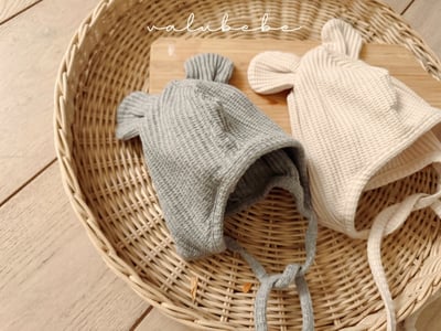 Valubebe08｜(65-80) 華夫格小熊綁帶帽6