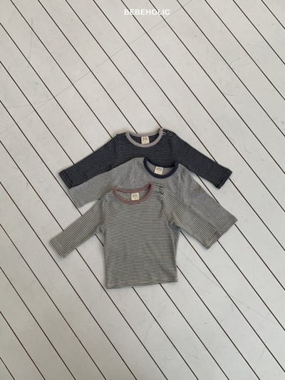 Bebe holic38｜(3m-18m) 條紋開扣上衣7
