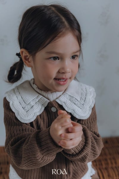 ROA11｜(80cm-120cm) 2色蕾絲翻領絨毛開衫上衣8