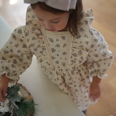 neneru33｜(85cm-125cm) 1色荷葉袖碎花包屁衣4