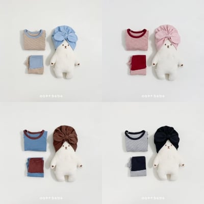 Oottbebe11｜(0m-12m) 條紋撞色家居包屁衣褲子套裝14