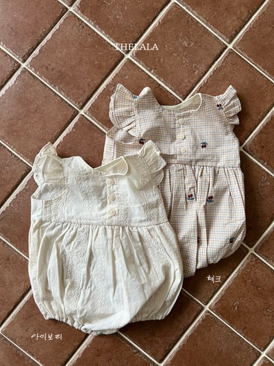thelala52｜ (0m-18m) 壓花櫻桃格紋無袖包屁衣12