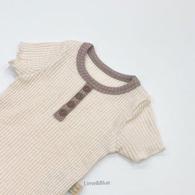 LIME&BLUE04｜(55-80cm)  素色鈕釦包屁衣22