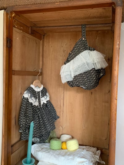 JE612｜(66cm-100cm) 碎花蕾絲花邊領包屁衣18