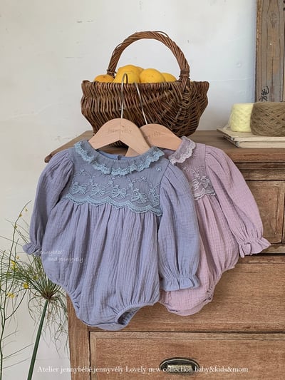 JE563｜(66-120cm) 蕾絲花邊領包屁衣/洋裝3